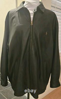 Vintage Polo by Ralph Lauren Lambskin Leather Jacket Black Men's Size XL