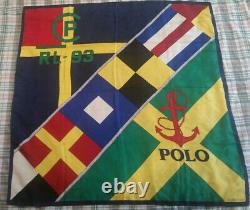 Vintage Prl Polo Ralph Lauren Cp-93 Silk Scarf Rlyc Crest Flag Sailing Yacht Ski