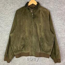 Vintage RARE Polo Ralph Lauren Leather Suede Bomber Jacket XL Flannel Lined pony