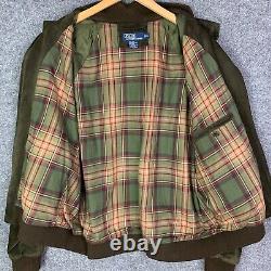 Vintage RARE Polo Ralph Lauren Leather Suede Bomber Jacket XL Flannel Lined pony