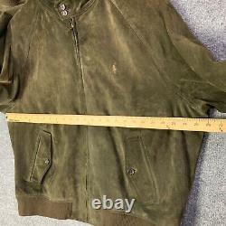 Vintage RARE Polo Ralph Lauren Leather Suede Bomber Jacket XL Flannel Lined pony