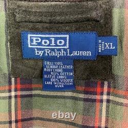 Vintage RARE Polo Ralph Lauren Leather Suede Bomber Jacket XL Flannel Lined pony
