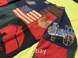 Vintage RL89 Ralph Lauren Polo Country House Farm Patchwork Hand Knit Sweater