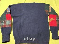 Vintage RL89 Ralph Lauren Polo Country House Farm Patchwork Hand Knit Sweater