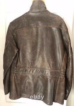 Vintage RRL Ralph Lauren Polo Distressed Bomber Leather Jacket Shearling Coat