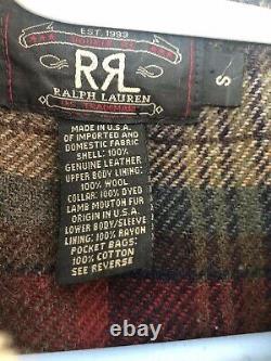 Vintage RRL Ralph Lauren Polo Distressed Bomber Leather Jacket Shearling Coat