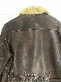 Vintage RRL Ralph Lauren Polo Distressed Bomber Leather Jacket Shearling Coat