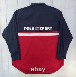 Vintage Ralph Lauren 90s Polo Sport Spell Out Button Down Sailing Shirt Flag XXL
