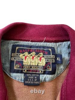 Vintage Ralph Lauren Chaps Long Sleeve Polo Size XL 100% Cotton Red Made In USA