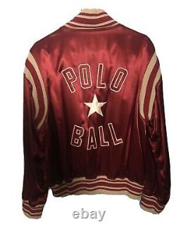Vintage Ralph Lauren Polo Ball Satin Jacket L EUC RRL Pwing Bear 00s Made In Usa