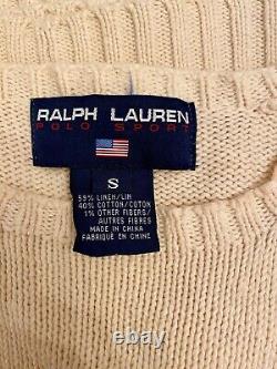 Vintage Ralph Lauren Polo Bear Knit Sweater Polo Sport Golf Crewneck White Ivory