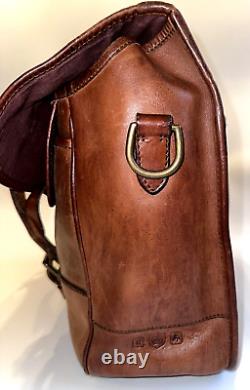 Vintage Ralph Lauren Polo Brown Leather Shoulder Tote Messenger Bag Pockets