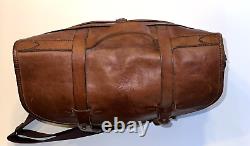 Vintage Ralph Lauren Polo Brown Leather Shoulder Tote Messenger Bag Pockets