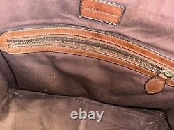 Vintage Ralph Lauren Polo Brown Leather Shoulder Tote Messenger Bag Pockets