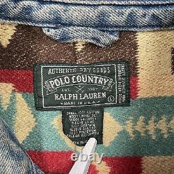 Vintage Ralph Lauren Polo Country (L) Southwestern Navajo Blanket Denim Jacket