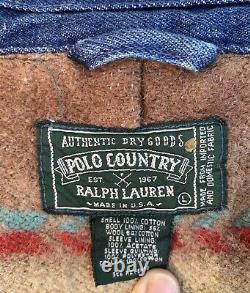 Vintage Ralph Lauren Polo Country Southwestern Navajo Blanket Denim Jacket Sz L