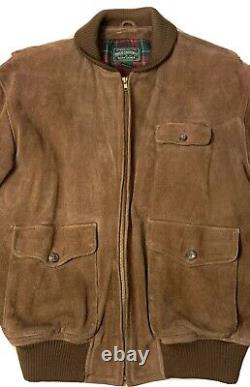 Vintage Ralph Lauren Polo Country Suede Leather Bomber Jacket Sz L MSRP $2200