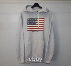Vintage Ralph Lauren Polo Country USA Flag Hoodie Gray Size Large 90s