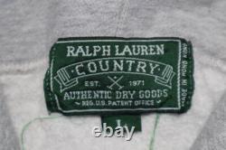 Vintage Ralph Lauren Polo Country USA Flag Hoodie Gray Size Large 90s