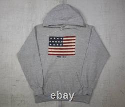 Vintage Ralph Lauren Polo Country USA Flag Hoodie Gray Size Large 90s