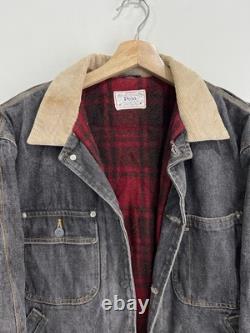 Vintage Ralph Lauren Polo Denim Jean Jacket plaid sport trucker country usa ski