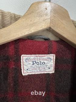 Vintage Ralph Lauren Polo Denim Jean Jacket plaid sport trucker country usa ski