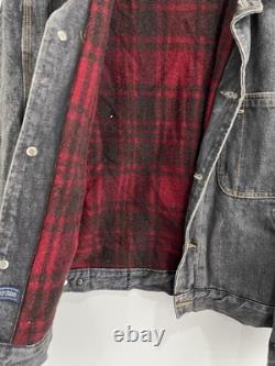 Vintage Ralph Lauren Polo Denim Jean Jacket plaid sport trucker country usa ski