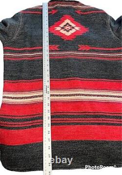 Vintage Ralph Lauren Polo Red Black Jacquard Southwestern Beacon Aztec Workshirt