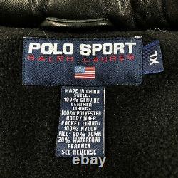 Vintage Ralph Lauren Polo Sport Leather Puffer Vest Mens XL Black Down Filled