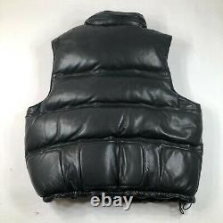 Vintage Ralph Lauren Polo Sport Leather Puffer Vest Mens XL Black Down Filled