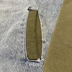 Vintage Ralph Lauren Polo Sport Varsity Denim Jacket DISTRESSED Button Snap XL