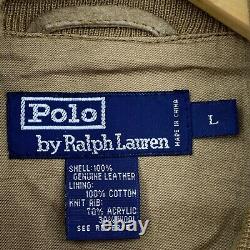 Vintage Ralph Lauren Polo Suede Jacket Mens Large Leather Bomber Lined Tan 90s