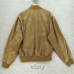 Vintage Ralph Lauren Polo Suede Jacket Mens Large Leather Bomber Lined Tan 90s