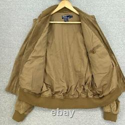 Vintage Ralph Lauren Polo Suede Jacket Mens Large Leather Bomber Lined Tan 90s