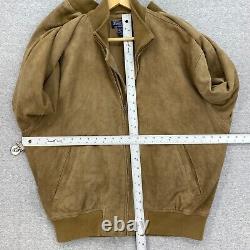 Vintage Ralph Lauren Polo Suede Jacket Mens Large Leather Bomber Lined Tan 90s