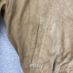 Vintage Ralph Lauren Polo Suede Jacket Mens Large Leather Bomber Lined Tan 90s