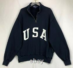 Vintage Ralph Lauren Polo USA Spellout 1/4 Zip Pullover Sweatshirt Size XL