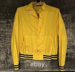 Vintage Ralph Lauren Polo Yellow Men Button Snap Jacket Large Bomber Stripe RARE