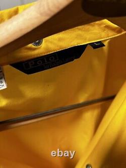 Vintage Ralph Lauren Polo Yellow Men Button Snap Jacket Large Bomber Stripe RARE