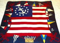 Vintage Ralph Lauren Yacht Club Polo Silk Scarf Flag Multicolor Gold Red Blue