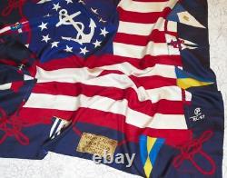 Vintage Ralph Lauren Yacht Club Polo Silk Scarf Flag Multicolor Gold Red Blue