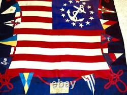 Vintage Ralph Lauren Yacht Club Polo Silk Scarf Flag Multicolor Gold Red Blue