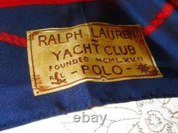 Vintage Ralph Lauren Yacht Club Polo Silk Scarf Flag Multicolor Gold Red Blue