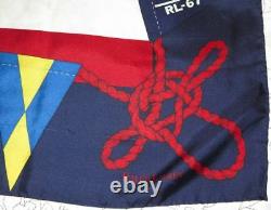 Vintage Ralph Lauren Yacht Club Polo Silk Scarf Flag Multicolor Gold Red Blue