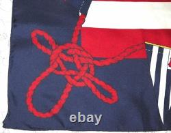 Vintage Ralph Lauren Yacht Club Polo Silk Scarf Flag Multicolor Gold Red Blue