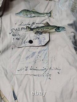 Vintage Rare Men Polo Ralph Lauren Fly Fishing Canvas Short Sleeve Shirt Size XL
