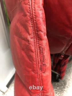 Vintage Rare Polo Ralph Lauren Leather Down Puffer Bomber Jacket sz XL Red
