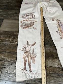 Vintage Rare Polo Ralph Lauren Native American Western Artwork Jeans Sz 28 Z4199