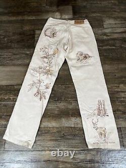 Vintage Rare Polo Ralph Lauren Native American Western Artwork Jeans Sz 28 Z4199