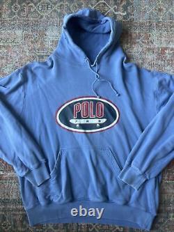 Vintage Rare Polo Ralph Lauren Skate Polo Pro Polo Skate Hoodie Size XL